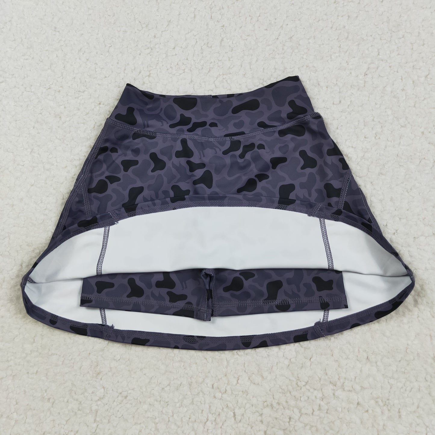 RTS NO MOQ（In Stock ) GLK0130 Duck and Puppy Gray and Black Camouflage Yoga Skirt