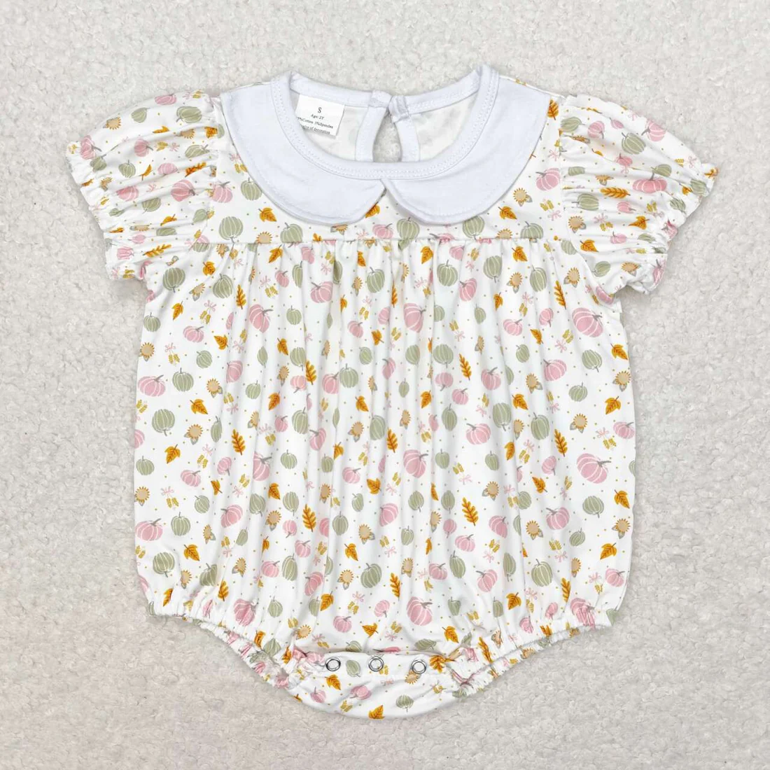 RTS NO MOQ eta 5-7days Infant Pumpkin Fall Short Sleeve Rompers Pumpkin Romper
