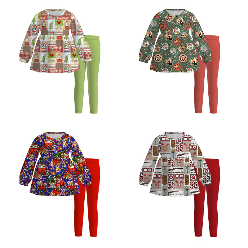 Custom moq 5 each style eta 6-7weeks baby girl clothes long sleeve pants sets 1 and sets 4-25.7.14