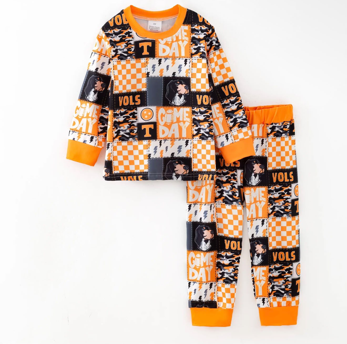 custom moq 5 mix size KLSH0102 Toddler Kids Patchwork Print Long Sleeve Pajamas Set Team Sleepwear Loungewear Rompers