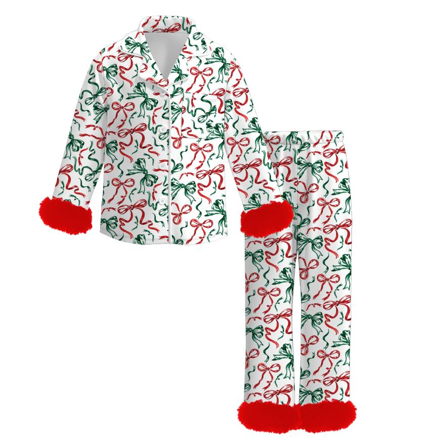 Custom moq 3 eta 7/8week moq 5 eta /4/5week baby girl clothes Christmas long Sleeve pants sets