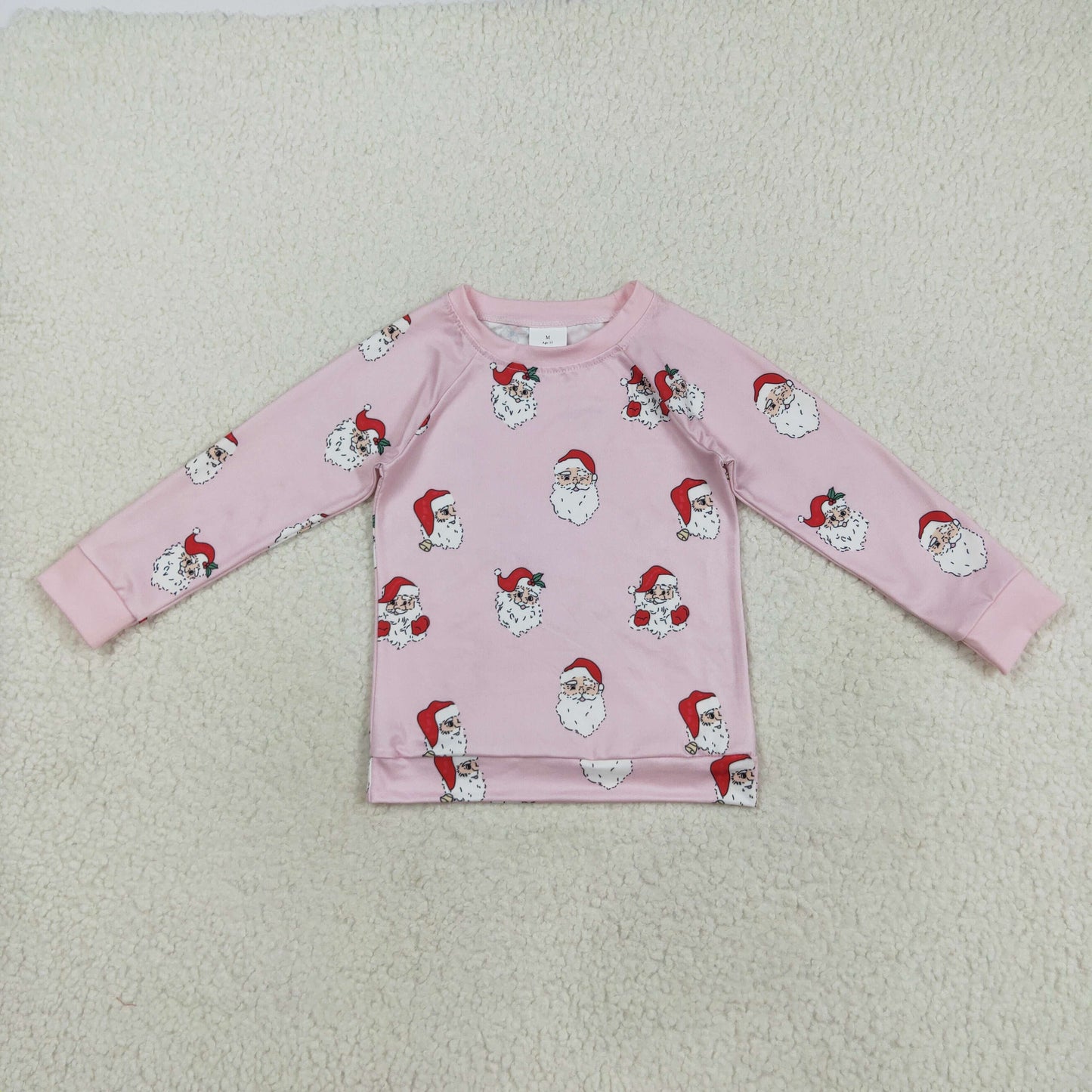 RTS NO MOQ（In Stock) GT1111 Pink Santa Claus snowflake long-sleeved top