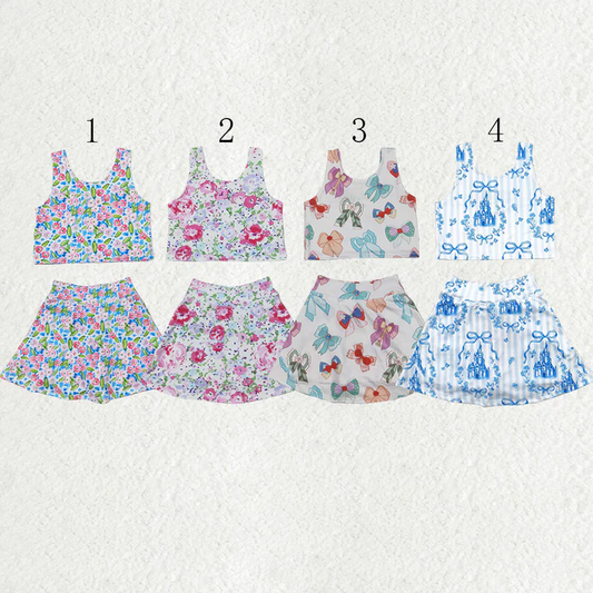 RTS NO MOQ Sibling baby Girls clothes colorful yoga Dream short sleeve Clothes Sets