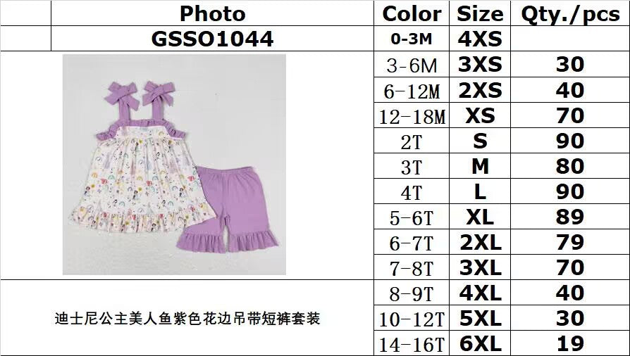 Cute Clothes  GSSO1044 Baby Girls  Straps Tunic Top Ruffle Shorts Clothes Sets