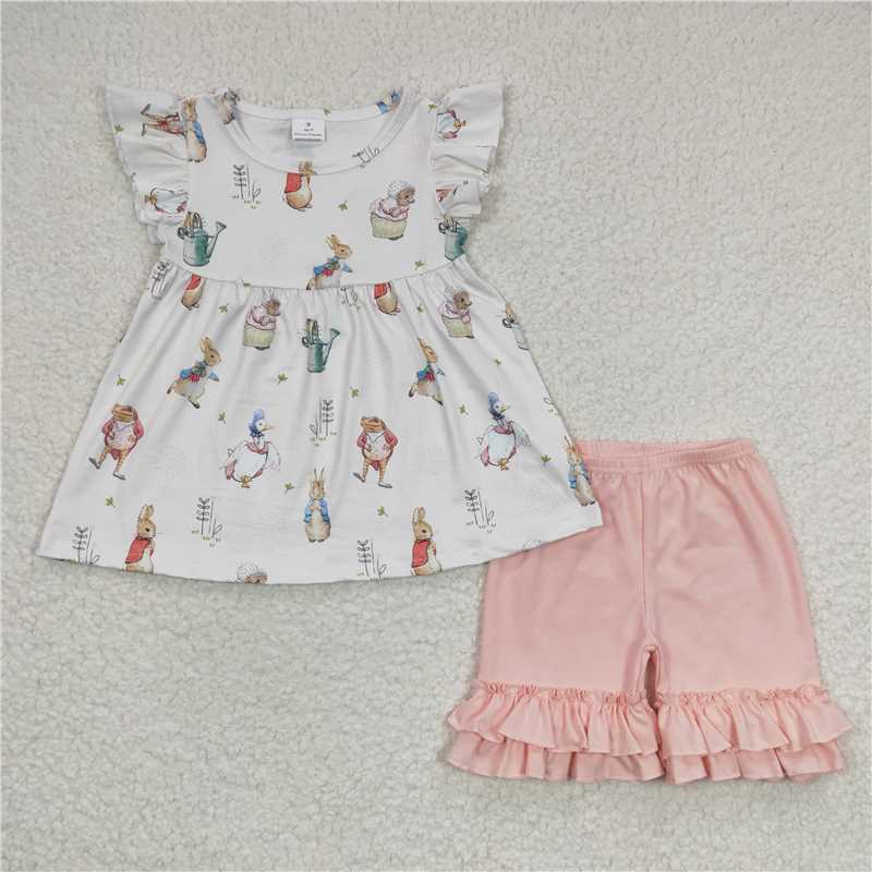 RTS NO MOQ Easter rabbit short-sleeved shorts suit & short-sleeved sets