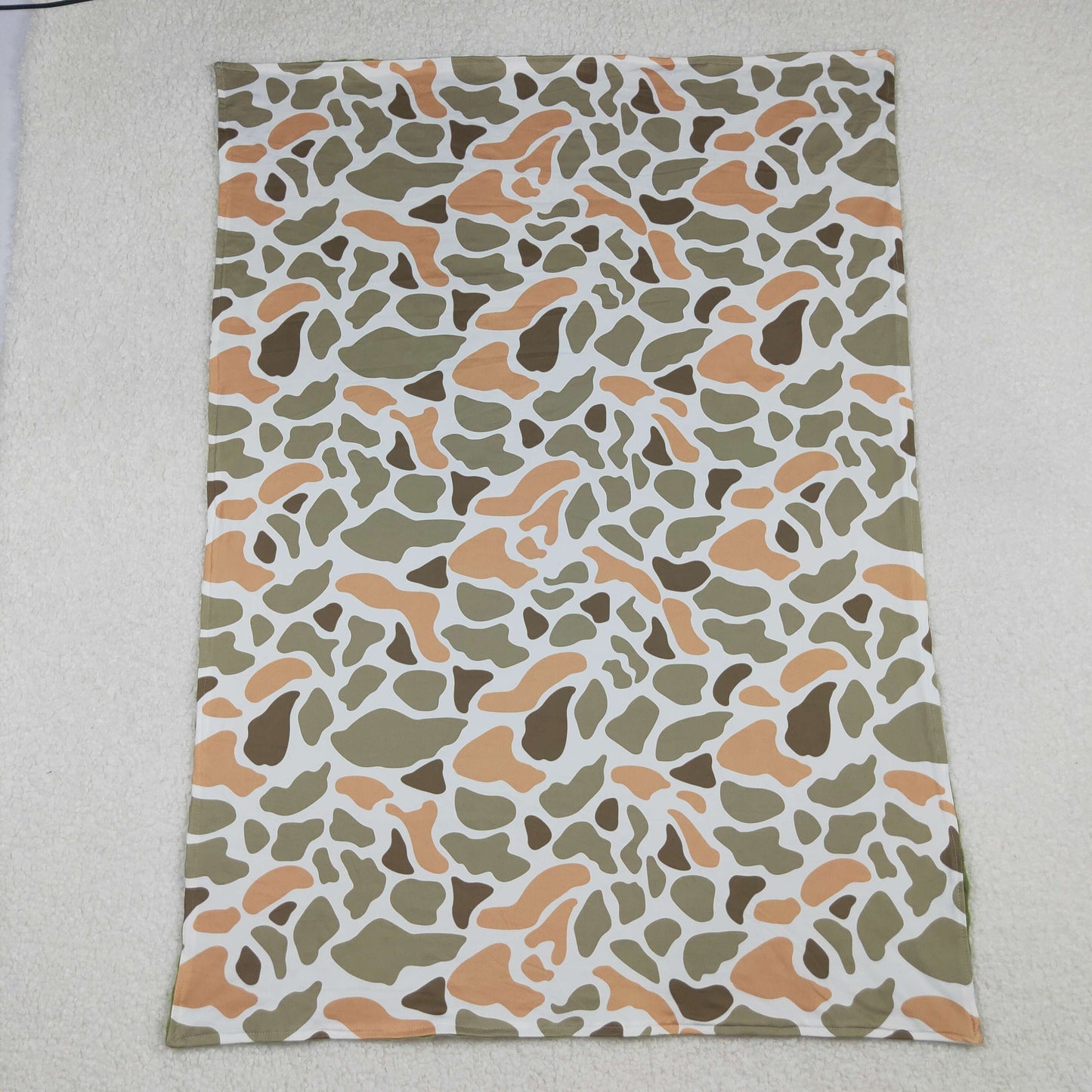 RTS NO MOQ（In Stock) BL0223 Calligraphy Green Camouflage White Baby Blanket