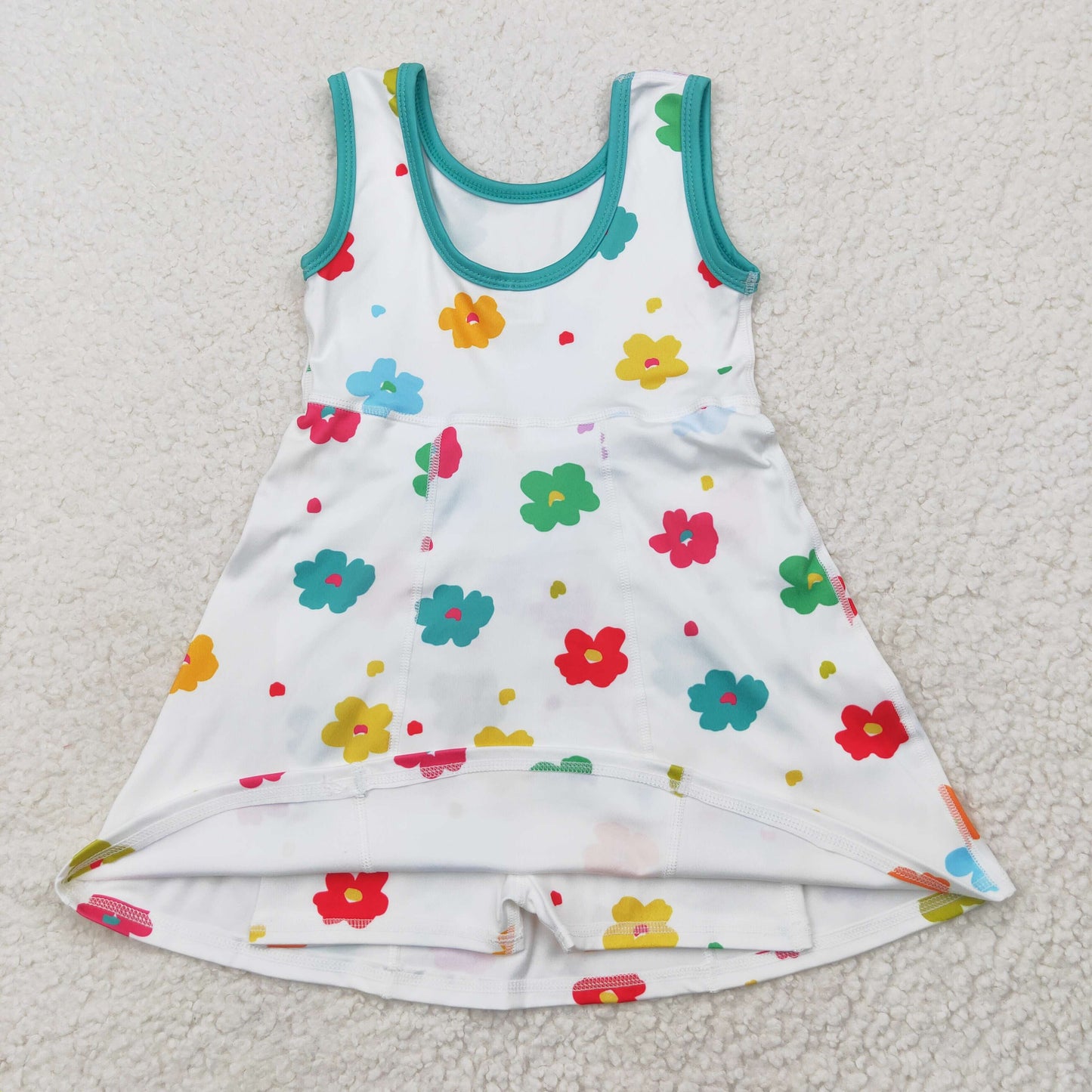 RTS NO MOQ GSD2346 Colorful floral green and white yoga sleeveless dress