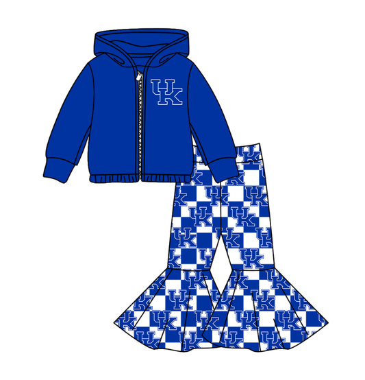 Custom moq 5 mix size milk silk summer teams baby girl clothes blue hooded long sleeve pants sets-25.11.3