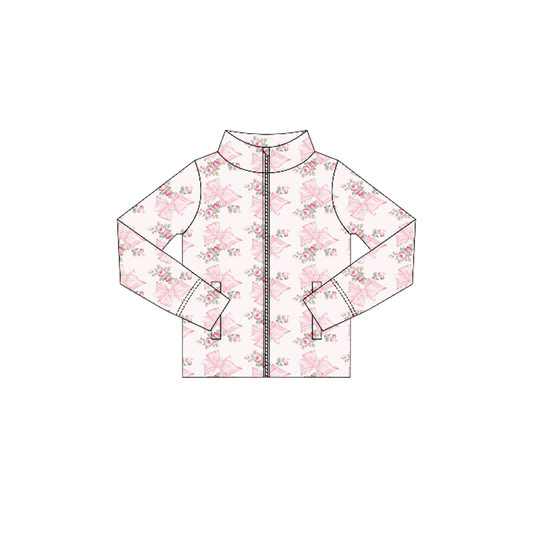 Custom moq 5 each style eta 6-7weeks baby girl clothes Long Sleeve Floral Bow Jacket