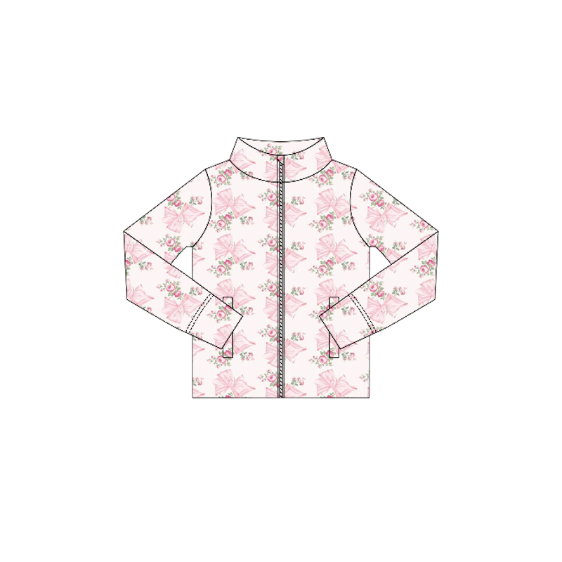 Custom moq 5 each style eta 6-7weeks baby girl clothes Long Sleeve Floral Bow Jacket