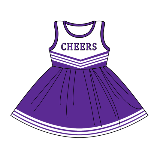 Custom moq 5 each style eta 6-7weeks baby girl clothes team purple sleeveless dress-25.8.2