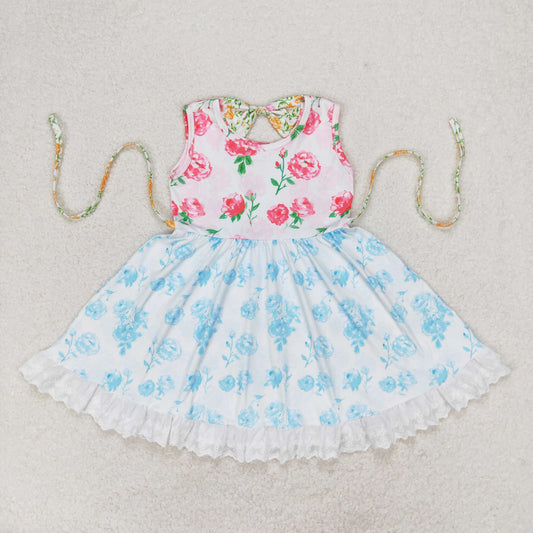RTS no moq GSD0987 Powder blue floral lace sleeveless dress