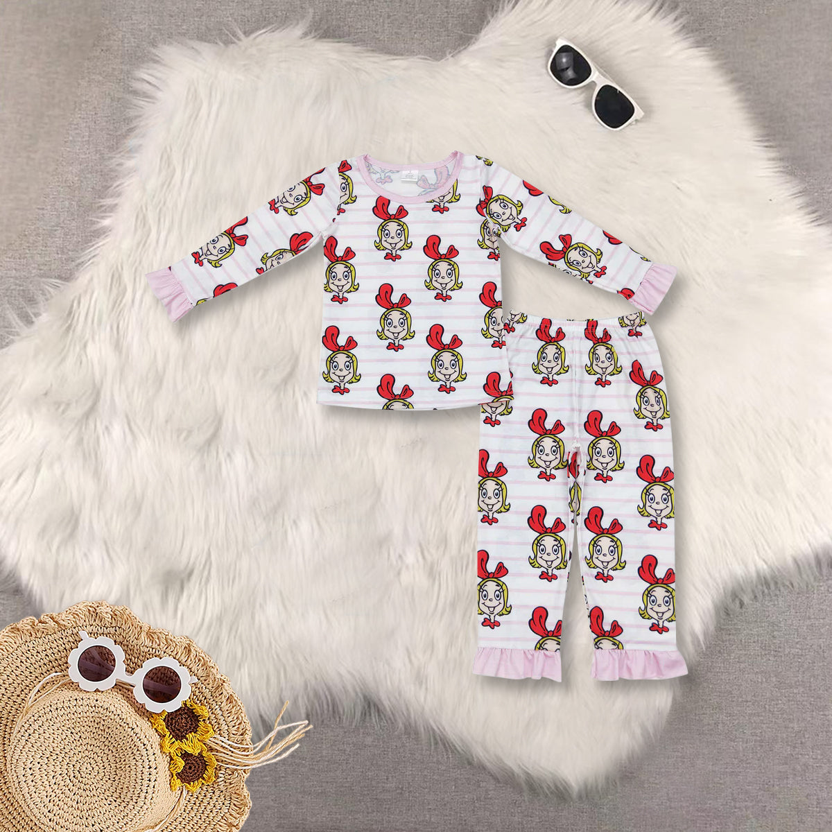 RTS NO MOQ baby girl clothes bamboo Christmas long sleeve Rompers Clothes Sets