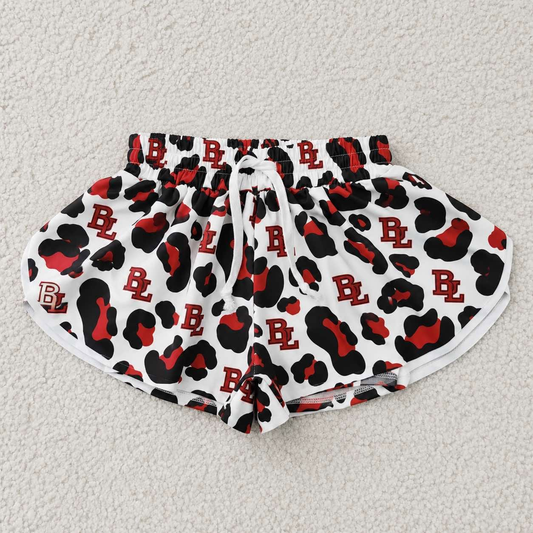 custom moq 5 mix size KABR0101 Adult And Kids Leopard Print Team Elastic Waist Shorts Bottoms