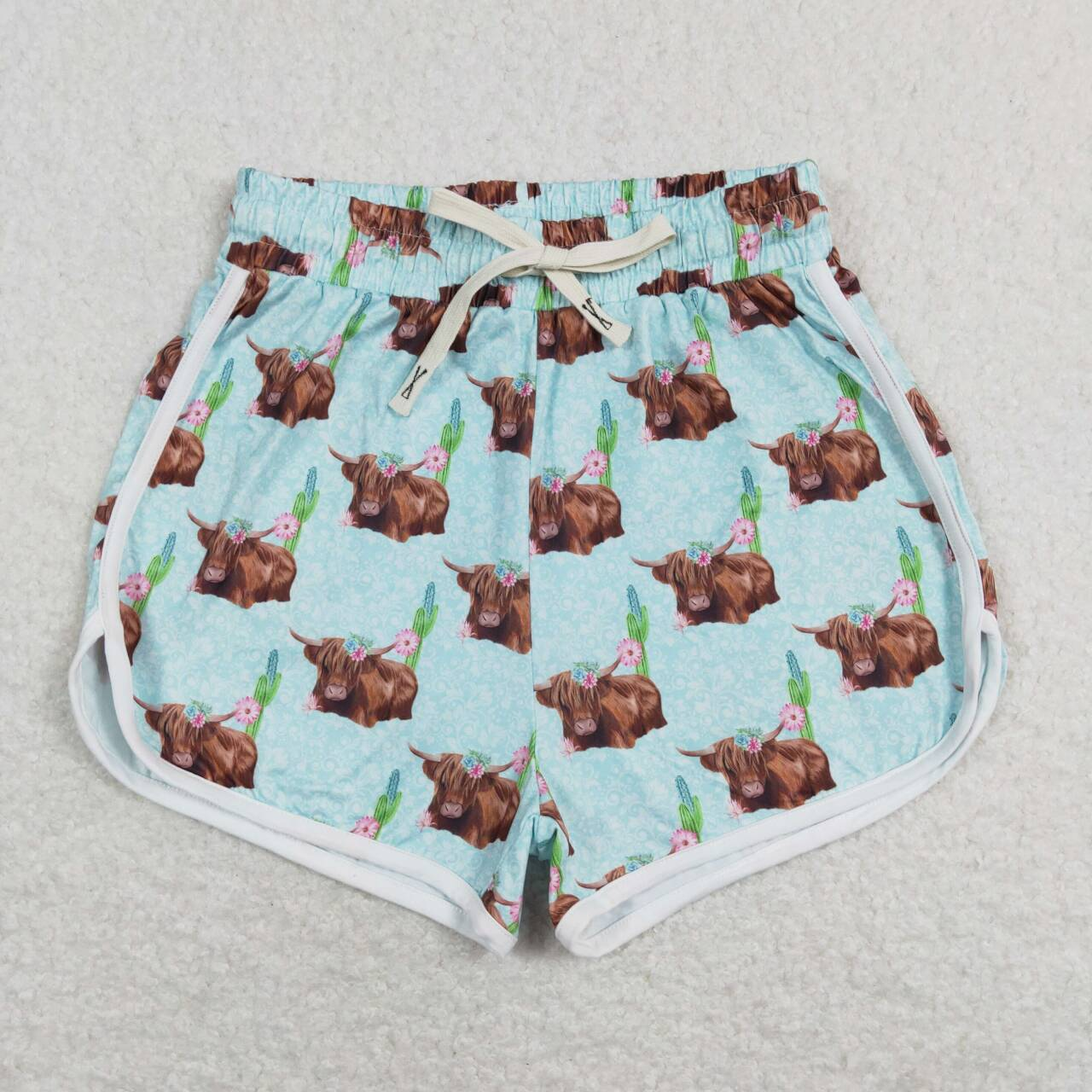 RTS NO MOQ Adults women and Baby Girls Alpine Yak Mint Green Yoga Shorts