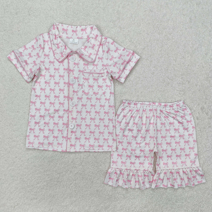 RTS NO MOQ baby girls Clothes short sleeve shorts pajamas Sets