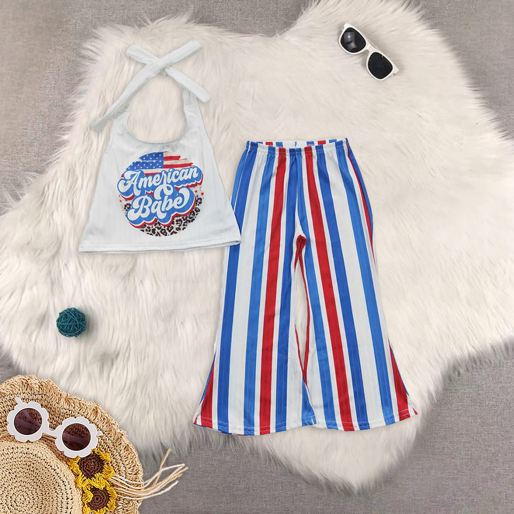 RTS NO MOQ baby Girls clothes 4th of july short sleeve pants Sets