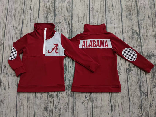 Custom moq 5 mix size milk silk summer teams baby girls clothes brick red long sleeve top-25.8.26