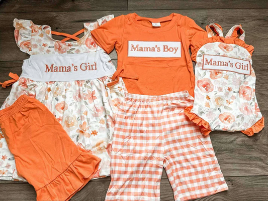 RTS Boys and girls Embroidered Short Sleeve Shorts sets dress rompers