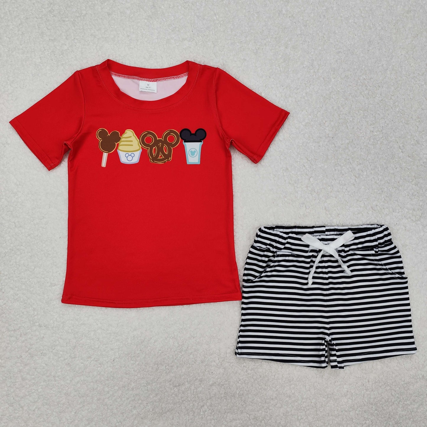 Cute Clothes BSSO1110 Baby Boys Red Tee Shirt Shorts Clothes Sets