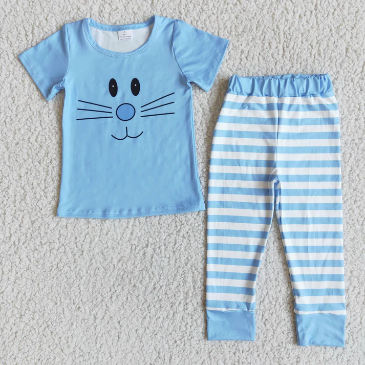 RTS NO MOQ Easter Rabbit Short Sleeve Pant Suit