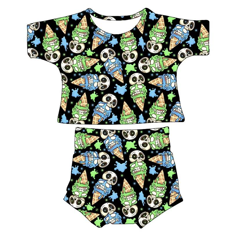 Custom moq 5 each style eta 6-7weeks baby girl clothes short sleeve briefs set 6-25.7.28