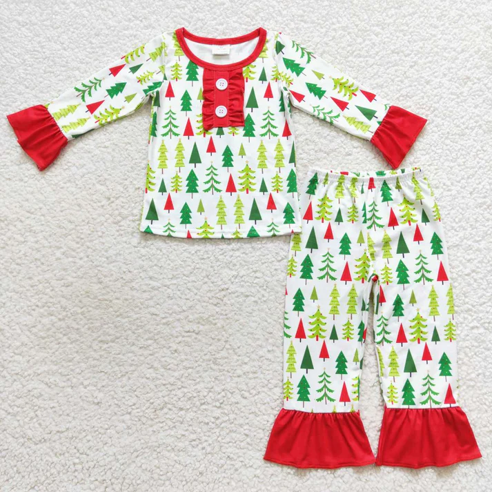 RTS NO MOQ Sibling Baby girls clothes Christmas long-sleeved trousers suit & rompers