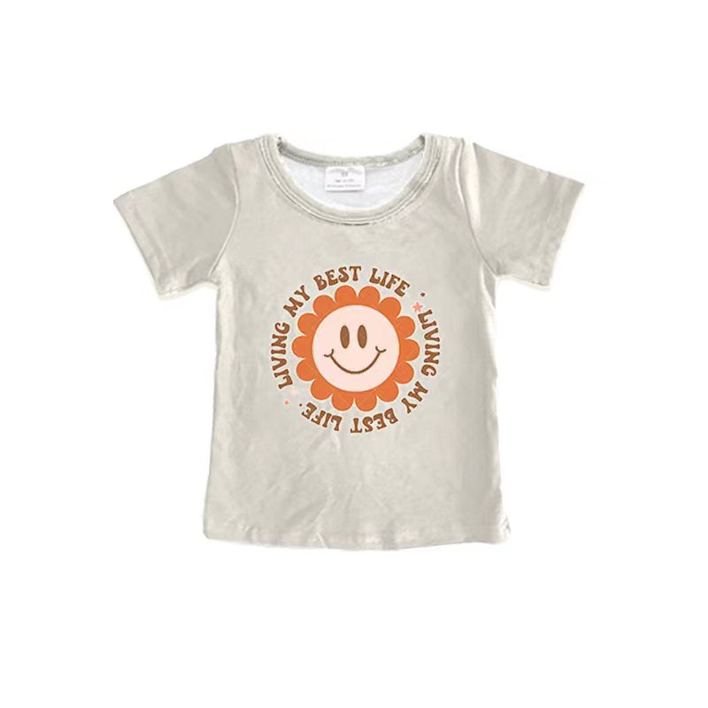 short sleeve summer top sun flower