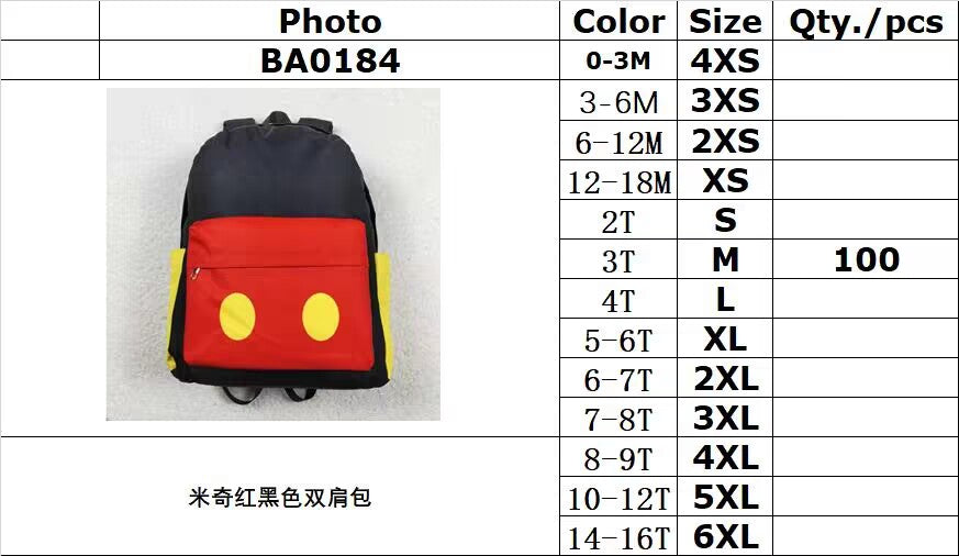 Cute Clothes BA0184 Baby Kids Black Red Backpack Back Bags