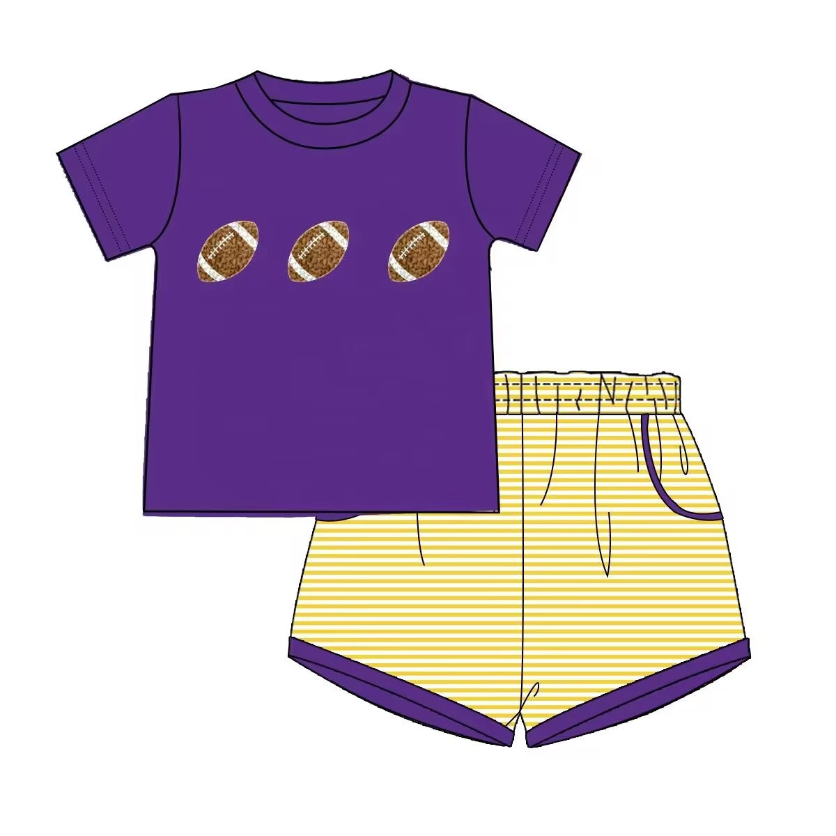 Custom moq 5 each style eta 6-7weeks baby boy clothes team purple short sleeves shorts sets-25.8.29