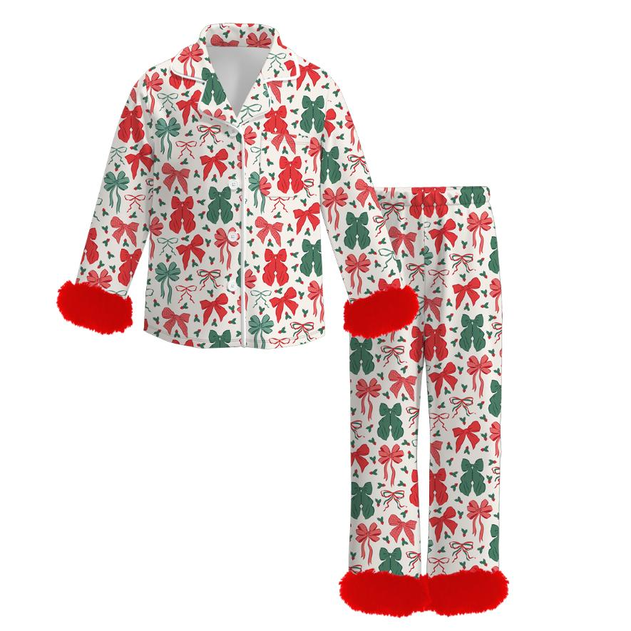 Custom moq 3 eta 7/8week moq 5 eta /4/5week baby girl clothes Christmas long Sleeve pants sets