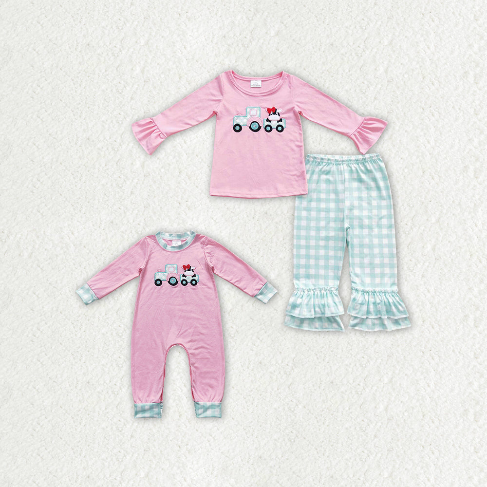 RTS NO MOQ Baby Girls Construction Romper Clothing Sets