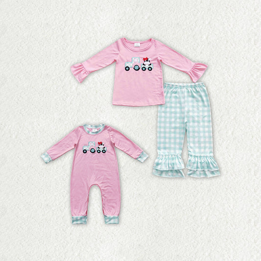 RTS NO MOQ Baby Girls Construction Romper Clothing Sets