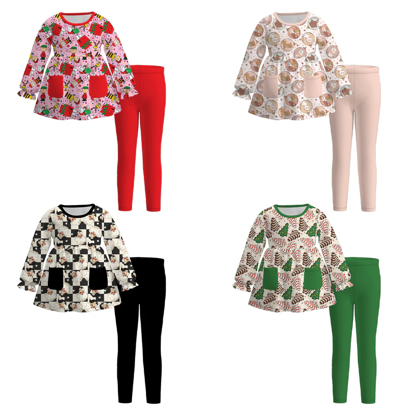 Custom moq 5 each style eta 6-7weeks baby girl clothes long sleeve pants sets 1 and sets 4-25.7.14