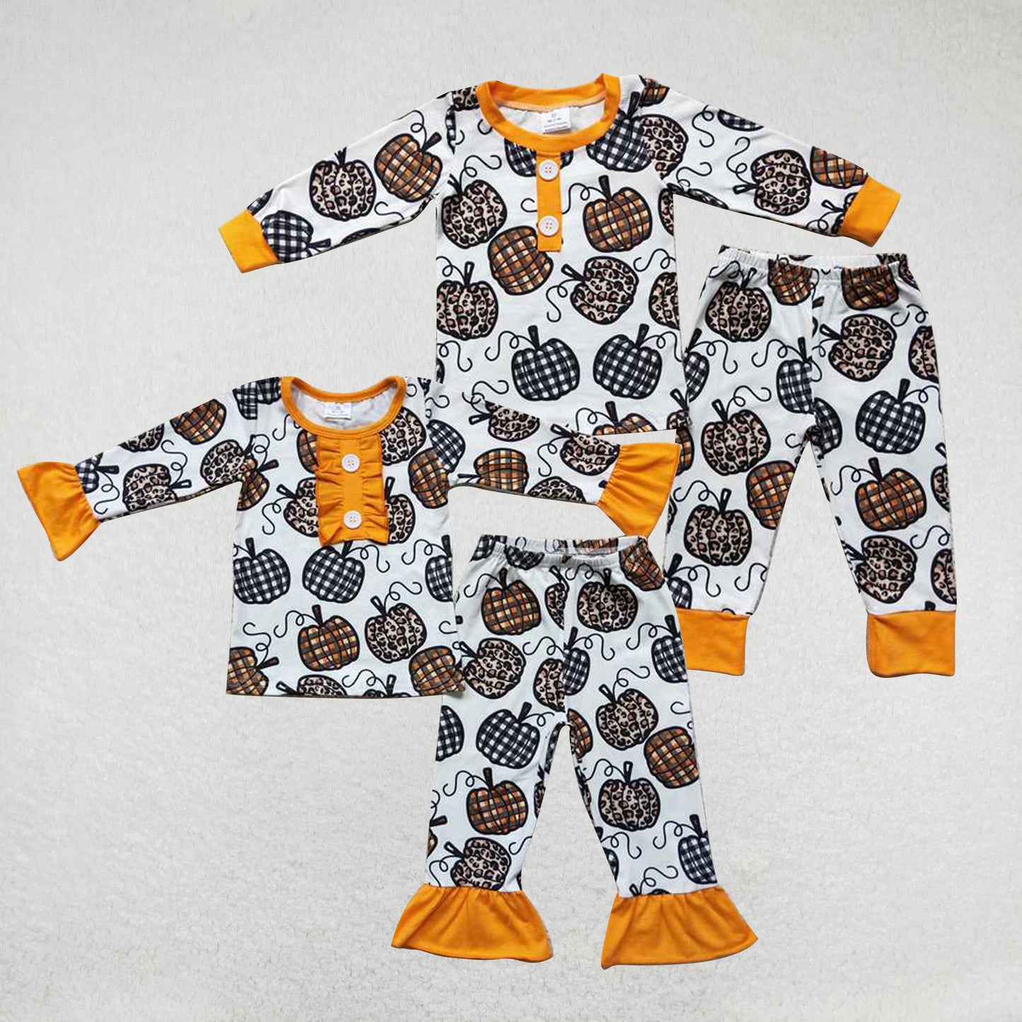 RTS Pumpkin Boys Girls Pajamas Long Sleeves and Pants