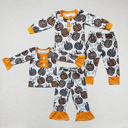 RTS Pumpkin Boys Girls Pajamas Long Sleeves and Pants