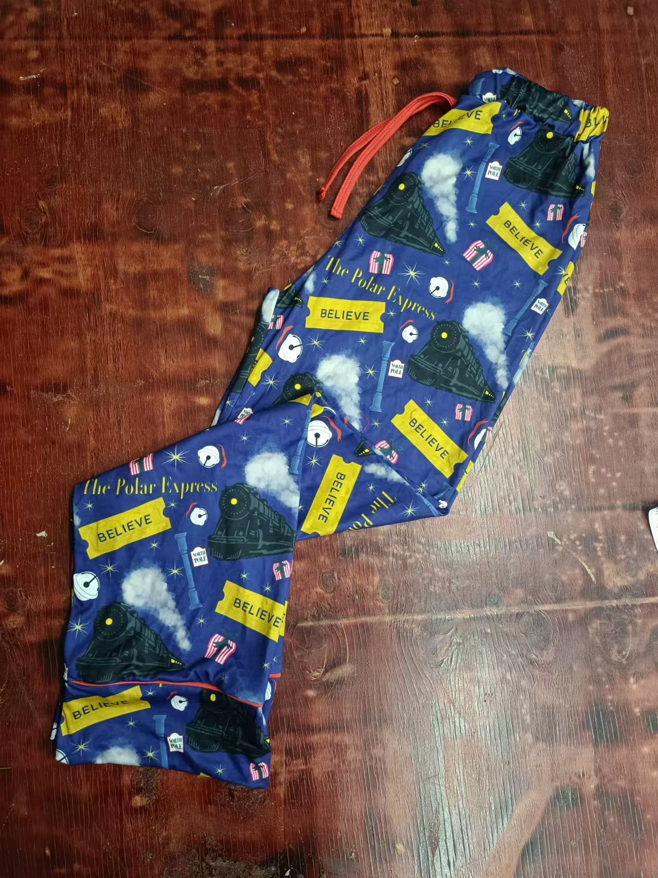 Custom moq 3 eta 6-7weeks Train Letter Blue Adult Elastic Pants