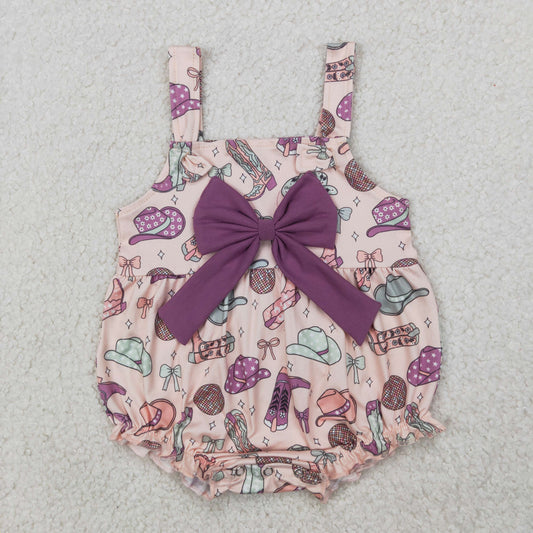 RTS NO MOQ ETA 5/7days arrived SR2897 Boots hat light ball purple bow pattern vest jumpsuit