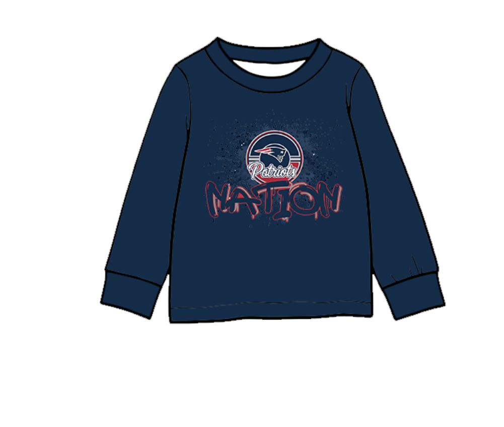 Custom moq 5 mix size milk silk baby boys clothes team summer baby boy clothes navy blue long sleeve top