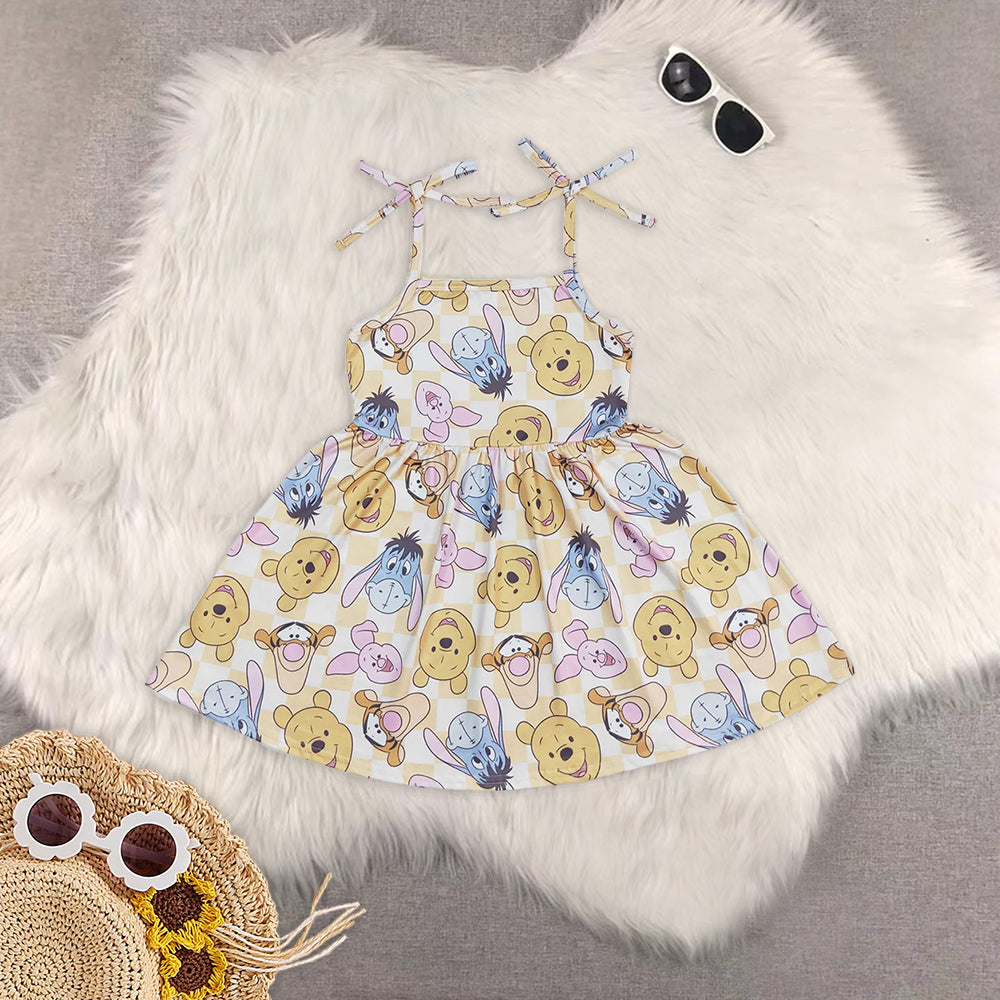 RTS NO MOQ Sibling Cute Clothes Baby Girls Sweet Strap Dresses Knee Length And Sleeveless Ruffle Rompers