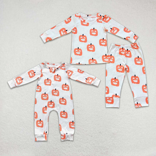 RTS Pumpkin Pajamas Boys Halloween Romper Matching