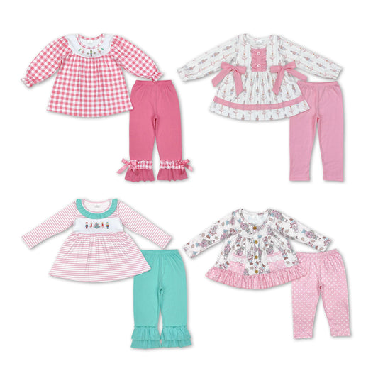 RTS NO MOQ GLP1455 GLP1471 GLP1306 GLP1283 Pink Christmas Guard-Ballet Girls Long Sleeve Outfit