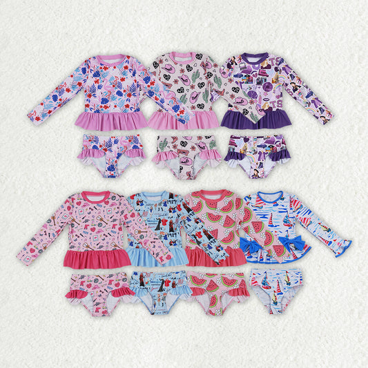 RTS NO MOQ baby girl clothes Short Skirt Set & Swimsuit