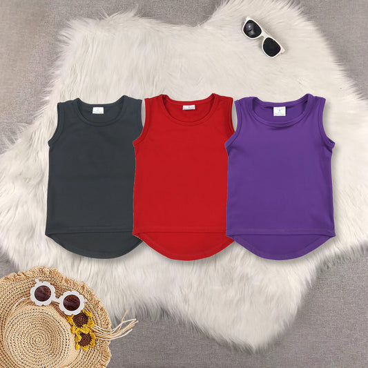 RTS NO MOQ Baby girls Clothes yoga solid color sleeveless tops