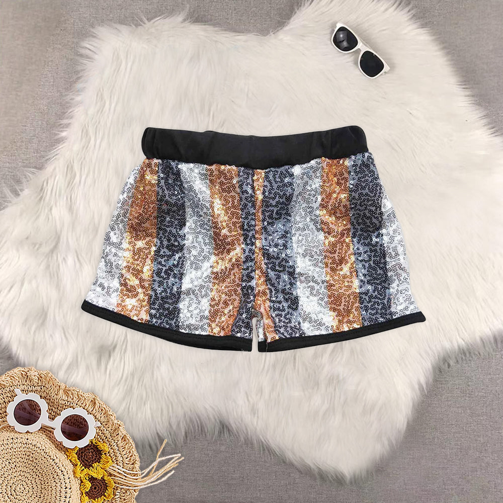 RTS NO MOQ Sbaby girls clothes summer Sequin Stripe Shorts