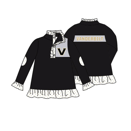 custom moq 3 eta 6-8weeks team baby girls clothes black long sleeve top