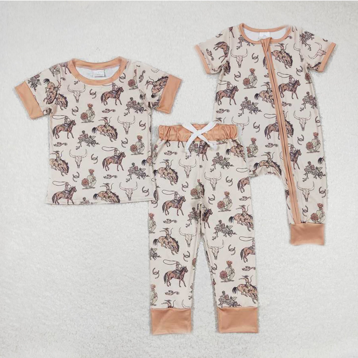 Baby boys Cowboy print complexion Sibling Sister Clothes Sets