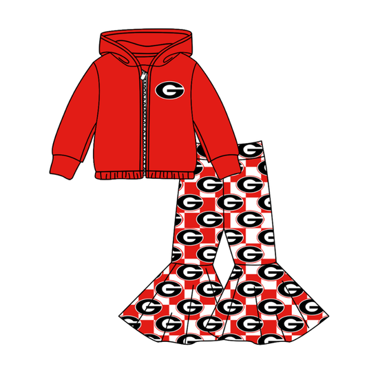Custom moq 5 mix size milk silk summer teams baby girl clothes red hooded long sleeve pants sets-25.11.3