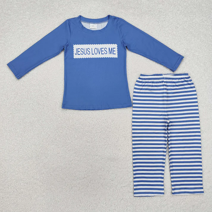 RTS NO MOQ Baby Girls Boys Jesus Loves Me Rompers Flowers Clothes Sets