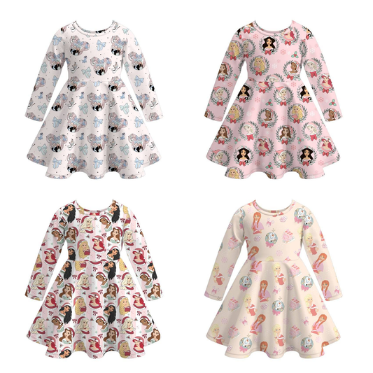 Custom moq 5 each style eta 6-7weeks milk silk baby girls summer long sleeves dresses 4-25.7.15